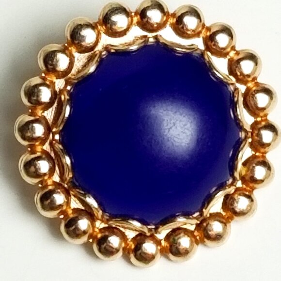 ✅Vintage Blue Lapis Round Cabochon Pendant gold metal Real gemstone Hand Crafted - Picture 1 of 10